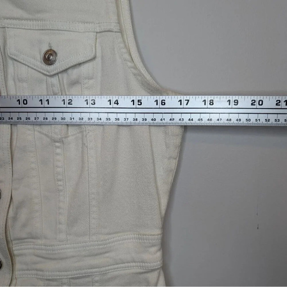 NWT Hudson Women's Cut In Denim Dress Button Down Ecru Sleeveless Knee Length L - Picture 6 of 10